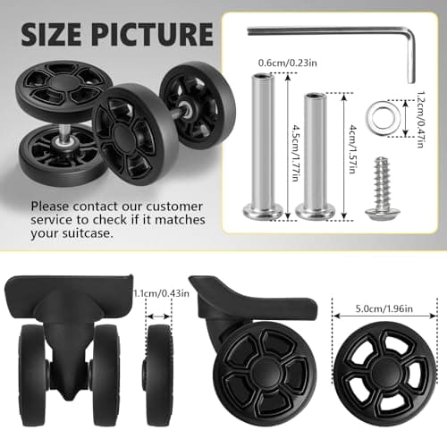 8 Pack 50mm Luggage Wheels Replacement Kit for Suitcase Caster Repair, Black-ST-8Pcs, Suitcase & Luggage — view 2