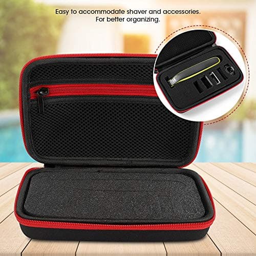 Aumotop Electric Shaver Storage Bag Portable Organizer for QP2520/90/70, Black Green Nylon TPU Case for Men's Shaving Tools, Ideal Traveling or Going Out (Black Red) — view 5