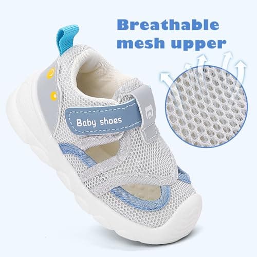 Baby Summer Shoes for Boys Girls Toddlers Breathable Mesh Sandals Infant First Walking Shoes with Anti-Slip Rubber Sole,Blue,Size 4 UK Child — view 3