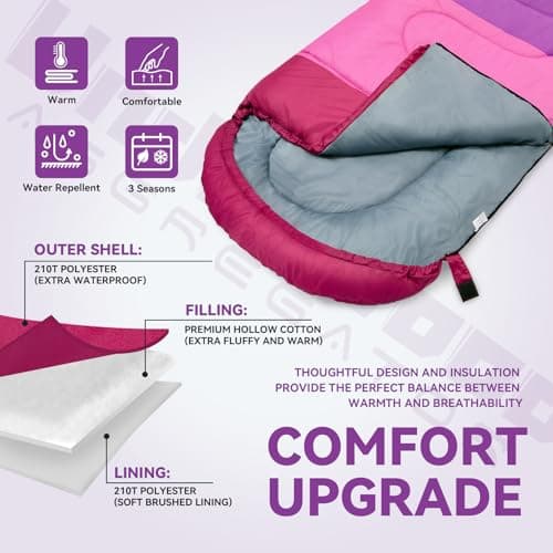 Lightweight 3-4 Season Sleeping Bags for Adult and Kids, 1.3kg Camping Bag — view 4