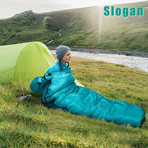 Pystuvo Sleeping Bag for Adults,4 Season Sleeping Bag,Lightweight,Waterproof Indoor & Outdoor Use,Navy Blue+Blue — view 5