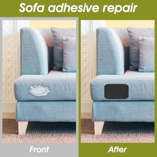 2 Pcs Canvas Repair Patch Self-Adhesive Linen Fabric Repair Kit 28 x 20cm Waterproof Patch for Sofas, Car Seats Lounge Chairs Furniture (Black) — view 4