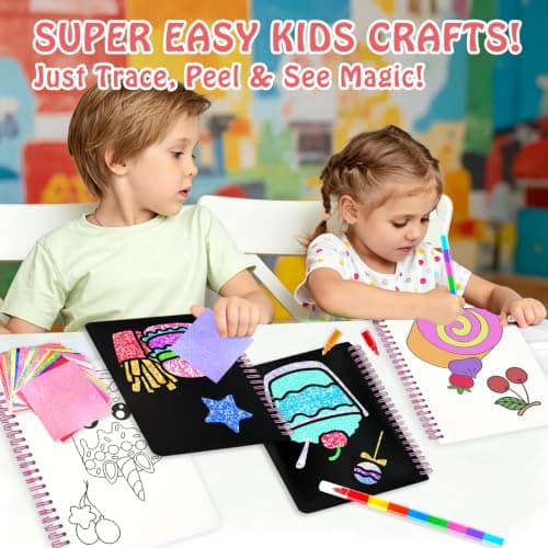 Foil handicraft Book,Art and Craft for Kids-Create Sparkly Food Pictures,No Mess Colouring Book,Art & Craft Supplies Kits,DIY Creative Activity Travel Toy Gifts,Ideal Gifts for Girls Boys Ages 4+ — view 5
