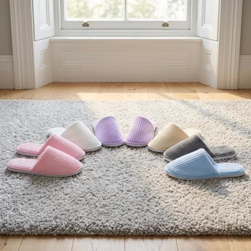 BESPORTBLE 6 Pairs Guest Slippers Washable Closed-Toe Fleece House Slippers with Non-Slip Sole Hotel Slipper Set for Spa Indoor Travel and Guest Rooms — view 3