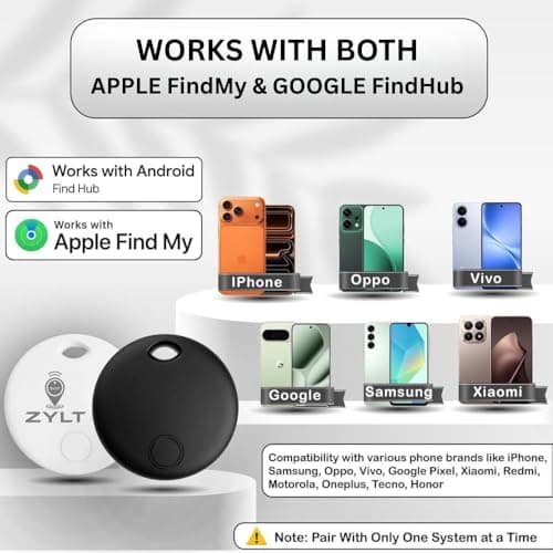 Mini Smart Tracker Tag For Apple and Android, No Subscription No Monthly Fee Car Tracker Device, Tracking for Cars Bikes Luggage Wallet Pets, Dual Tag for Apple FindMy and Google FindHub (1, Black) — view 2