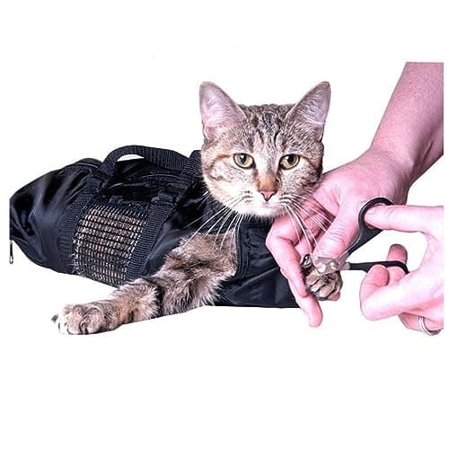 Pet Supply Functional Grooming Bag Restraint for Cats Nail Clipping Cleaning & Bathing Adjustable Hanging with Secure Straps Portable Travel Kit for Home Salon Use (Black, One Size) — view 5