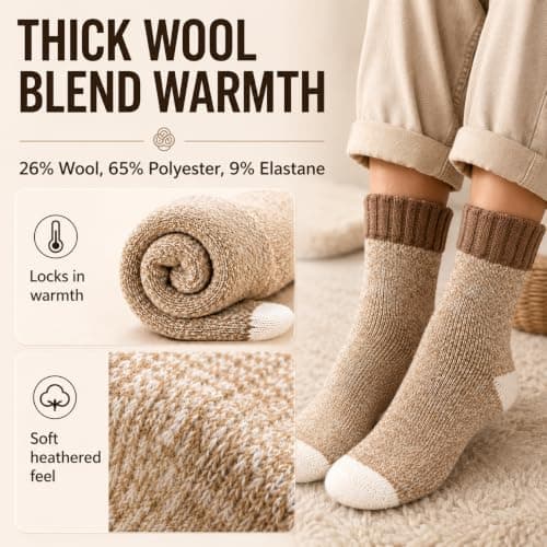 Fjquamitix 5 Pairs Thermal Socks For Men Thick Winter Warmth Wool Socks — view 4
