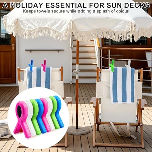 8-Pack Large Beach Towel Clips for Sun Loungers, Strong Windproof Non-Slip Towel Pegs, Laundry Pegs Sunbed Towel Clips Sunbed Pegs for Beach Towels Pool Chairs Accessories — view 4