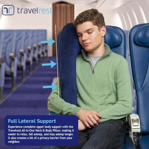 TRAVELREST All-in-One Neck and Body Support Pillow Travel Essential, Blue — view 5