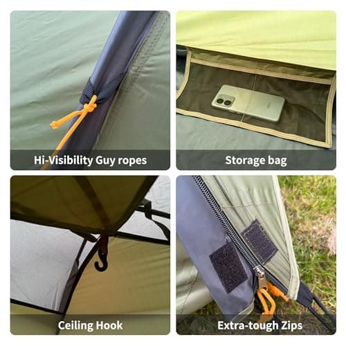 SAFACUS 3-4 Man Camping Tent - Windproof 4 person Dome Tent Lightweight PU4000mm, Waterproof Family tent, Compact, Quick Setup, Outdoors, Backpacking, Trekking — view 3