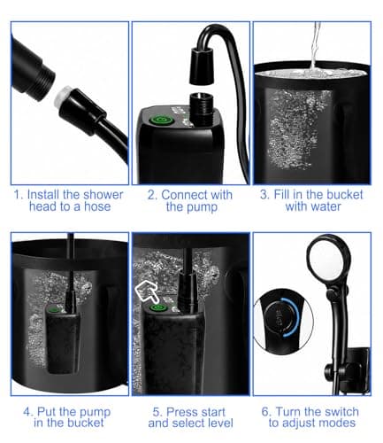 Portable Shower for Camping with Temperature Display: 6000mAh Shower Pump — view 6