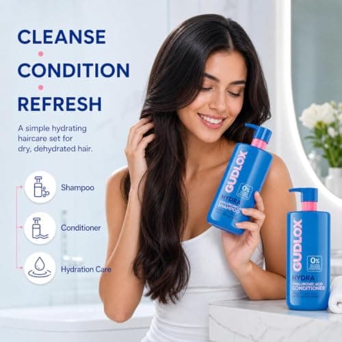 Hydra Hyaluronic Acid Sulphate-Free Moisturising Shampoo & Conditioner Set – Daily Hydration for Dry, Dehydrated Hair (2 x 400ml) — view 6