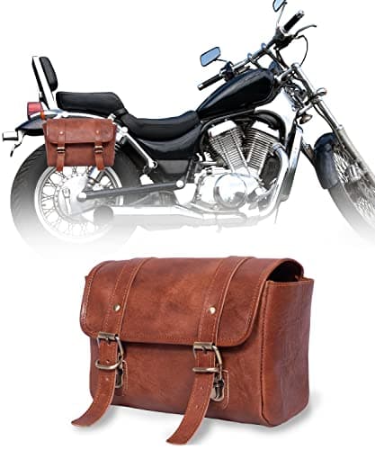 Genuine Leather Large Capacity Saddle Bag for Motorcycle Side Pouch Accessories Storage Panniers Motorbike Universal Handmade Saddlebags for Bike Commuters Handlebar Bicycle Brown Leather Tool Bag