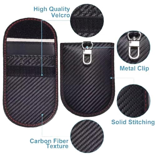 Key Fob Protector Pouch - Compact Carbon Fiber Signal Blocking Pouch for Car Keys and Wallets, RFID Blocking Anti-Theft Remote Entry Protection (Pack of 1) — view 4