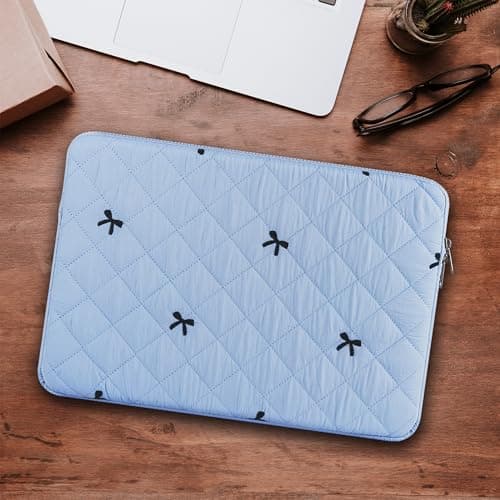 BAAGOAZ 15-16 Inch Laptop Sleeve MacBook Case with Embroidered Bows, Blue — view 5