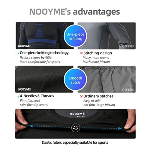 NOOYME Men's Thermals Base Layers Ski Compression Top & Bottoms Set — view 4