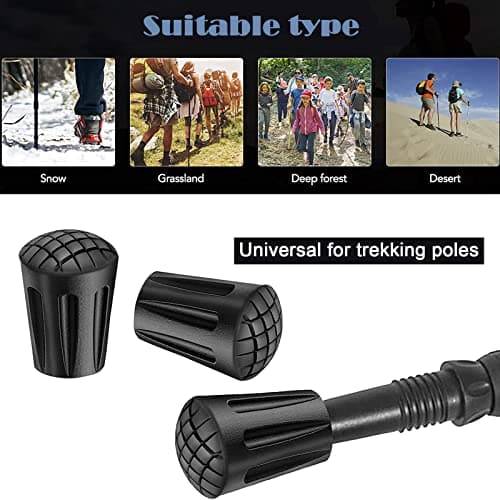 10pcs Walking Stick Rubber Tips,Walking Pole Ferrules With Shock Absorption,Spare Replacement Rubber Cane Tips Protectors Accessories,For Hiking Camping Climbing (11mm,Black) — view 4
