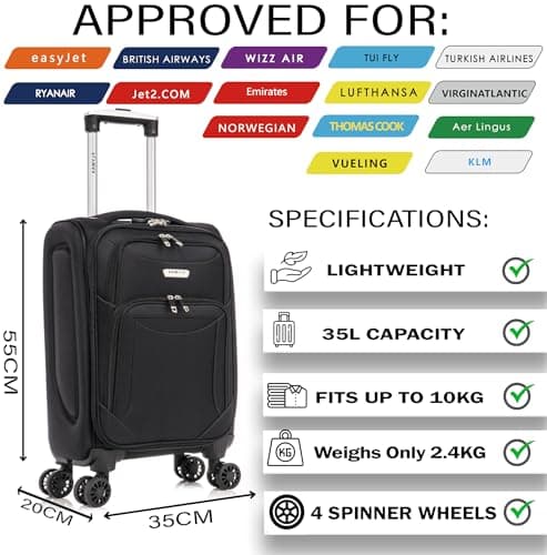 FLYMAX Cabin Carry on Flight Bag Approved Hand Luggage Case Hold Suitcase 55x35x20 Fits Ryanair Easyjet Jet 2 56x45x25 — view 2