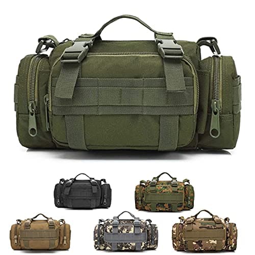 Tactical Duffel Bags for Men, 3P Military Molle Waist Fanny Packs EDC Utility Pouch Crossbody with Shoulder Strap Hand Carry