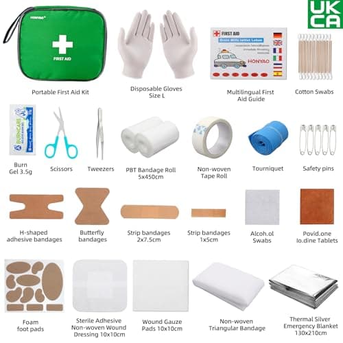 HONYAO 125 Pcs First Aid Kit Waterproof, Portable Survival Kits, Emergency Compact First Aid Bag - Safety Essentials for Travel Camping Car Home Outdoor Workplace Kids Hiking Motorbike Cycling — view 2