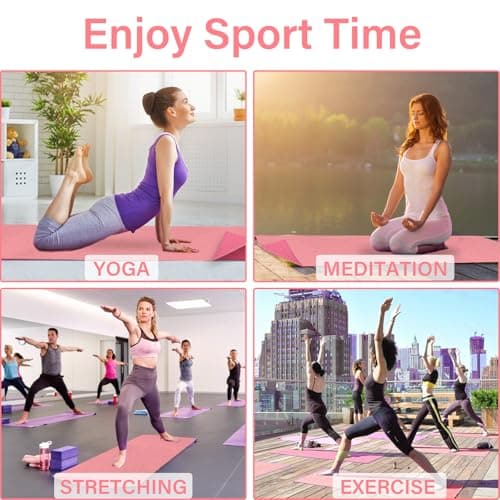 Audasi Yoga Mat Towel Yoga Towel Non Slip Hot Yoga with Mesh Carrying Bag 183 * 63cm Large Gym Towels Quick Dry Portable Breathable Yoga Mat Towel for Bikram Pilates Gym Workout (Pink) — view 5