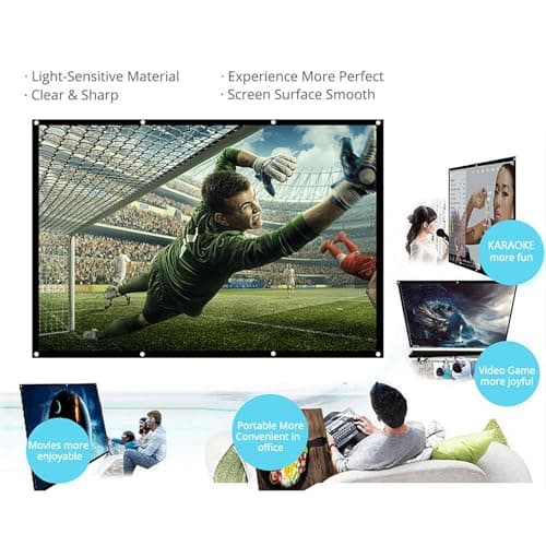 Projector Screen Portable 120in, 16:9 HD Projector Movie Screen Foldable Anti-Crease Projector Screen, for Bedroom School Theater Cinema Indoor Outdoor Backyard — view 3