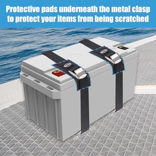 EXVITAL Battery Fixing Kit, 2.5 x 121.9 cm, with Rustproof Cam Buckle, Stainless Steel Bracket and SS Screws for Camper Battery, Luggage Belt (Pack of 2) — view 4