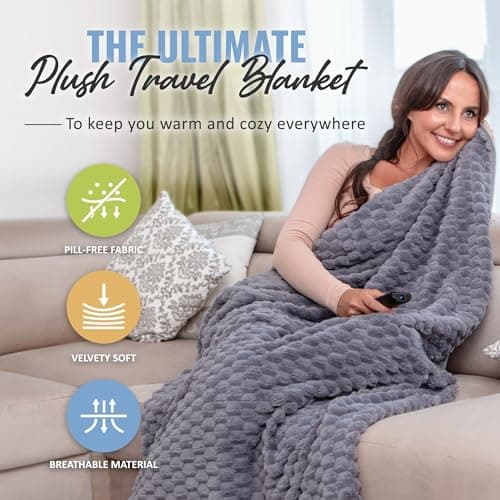 BOACAY Packable Travel Blanket for Aeroplane, Car - Compact Office Blanket - Portable Pillow for Adults, Children with Case, Luggage Sleeve, Backpack Clip — view 2