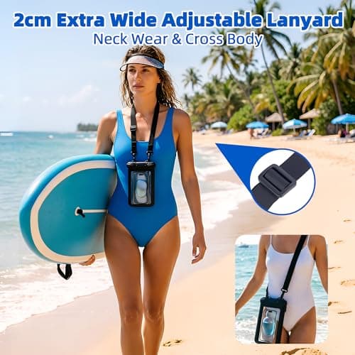 IPX8 Waterproof Phone Pouch Universal Cell Phone Dry Bag Patented Sealed Lock Lanyard Mobile Phone Case for Swimming Surfing Beach for iPhone 17 16 15 Samsung S26 S25 Huawei Xiaomi up to 8.9" — view 2