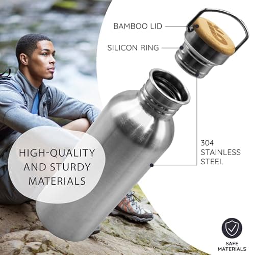 Bambaw Stainless Steel Water Bottle 500 ml | Eco-Friendly Non-Thermal | Stainless Steel Canteen | Easy to Clean | Reusable Water Bottle | Children's Water Bottle | BPA-Free Bottle — view 2