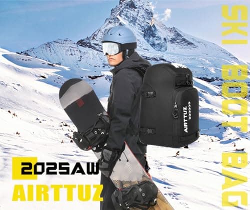 AIRTTUZ Ski Boot Bag - Ski and Snowboard Boots Backpack，Excellent for Travel with Waterproof Exterior & Bottom - for Men, Women and Youth. (Black) — view 2