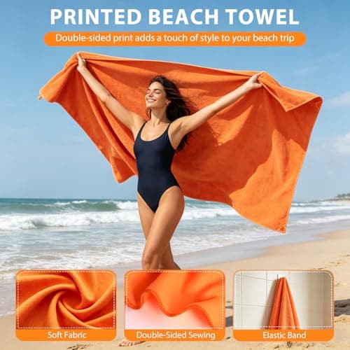 Indrnif Outdoor Magnetic Bath Towel 190 X 80 cm,Quick-Dry Sand-Resistant Beach Towel with Magnetic Closure,Oversized Microfiber Bath Towel for Travel, Swimming, Pool, Yoga, Hiking, Camping (orange) — view 3