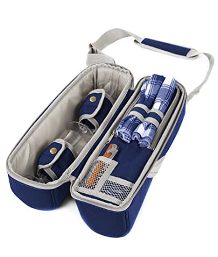 Greenfield Collection 2 Person Insulated Deluxe Wine Cooler Bag with Accessories, Perfect for Picnic, Camping, and Beach (Navy Blue) — view 2