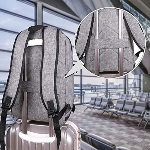 Tzowla Laptop Travel Backpack Mens Womens Water Resistant Anti-Theft Bag with USB Charging Port and Lock 15.6 Inch Computer Business Backpacks for School Work College Gift,Casual Daypack-Grey — view 6