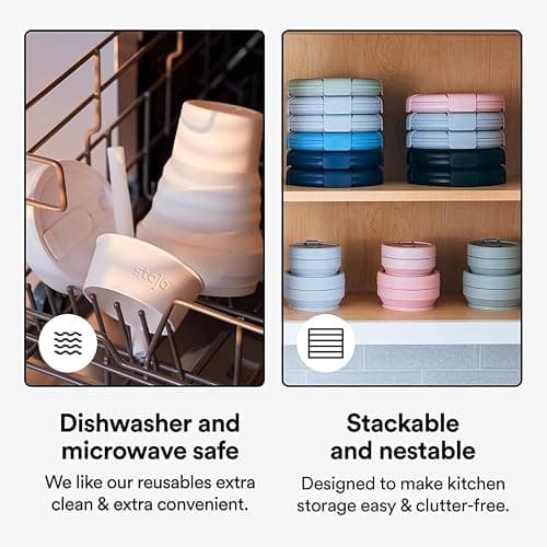 STOJO On-The-Go Biggie Collapsible Coffee Cup with Lid - 16oz / 473ml - Reusable & Foldable Silicone Travel Mug - Portable, Pocket Size - Dishwasher Safe - Carbon — view 5