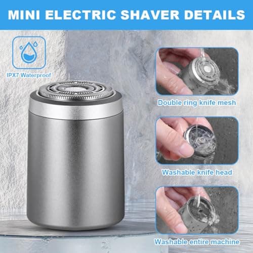AOOWU Mini Portable Electric Shaver, Electric Mini Shavers for Men, Compact Electric Razor for Men, Waterproof Portable Shaver, USB Rechargeable Shaver Electric Beard Trimmer for Home Travel Business — view 5