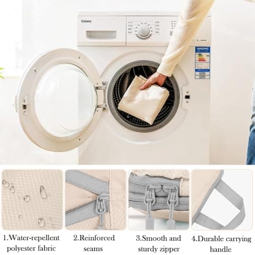 7PCS Compression Packing Cubes Set, Travel Luggage Organiser Bags for Suitcases & Backpacks, Space-Saving Packing Organisers for Trips (Beige) — view 3
