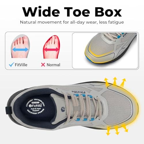 FitVille Wide Fit Mens Trail Running Shoes, Silver Gray, 8.5 Wide — view 4