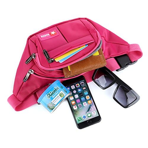 Bumbags and Fanny Packs for Running Hiking Waist Bag Outdoor Sport Hiking Waistpack for Men Women (Rose Red) — view 3