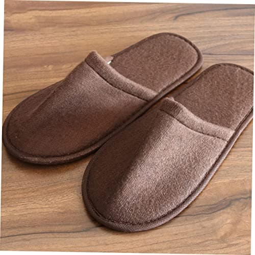IWOWHERO 10 Pairs Disposable Slippers Non-slip Cloth Hotel Shoes for Travel and Short Term Vacation, Coffee Colour with Anti-skid Feature, Lightweight and Comfortable Guest Spa Slippers — view 6