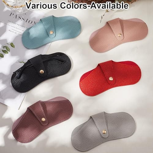 CREATCABIN Sunglasses Case Leather Soft Glasses Case Slim Portable Eyeglasses Spectacle Case Pouch Bag Travel Lightweight Protective Cover Gift for Women Men Beach Holiday Vacation Red 6.7x3.3 Inch — view 6