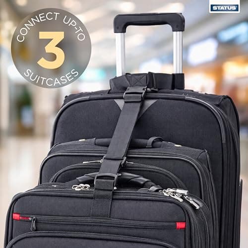 STATUS T-Type Luggage Strap for Suitcases, Adjustable Suitcase Straps with Quick Release Buckle, Connects Upto 3 Cases, Connector Belt for all Types of Luggages, Black, 2 Pcs (STTYPELUGSTRAP6) — view 3
