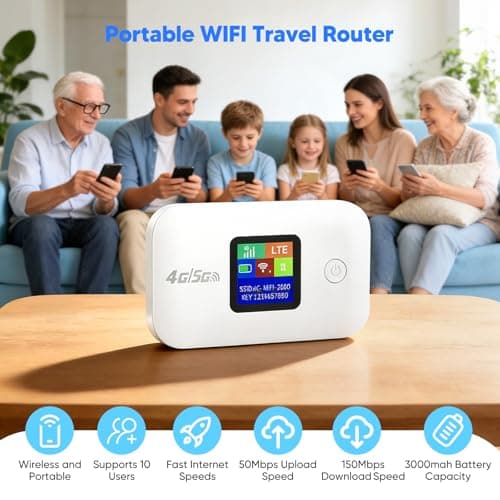 Portable 4G LTE WiFi Router,Portable Wifi Travel Router with SIM Card Slot,Pocket 4G Internet Hotspot Up To 10 Users for Travel Phone Computer Laptop — view 5