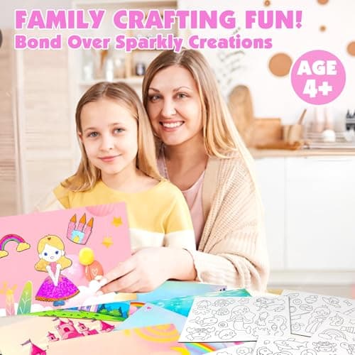 AJAZPER Foil Handicraft for Kids, Arts Kit for Kids, Art & Craft Supplies Kits, DIY Creative Activity Travel Toy Gift, Ideal Birthday Christmas Party Favor Gifts for Girls Boys Ages 4+ (Pink) — view 6
