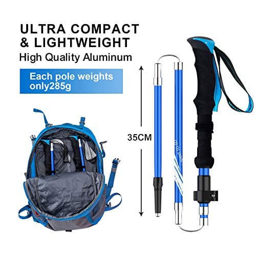 BISINNA Trekking Poles- 2pc/set Folding Aluminum Walking Sticks — view 3