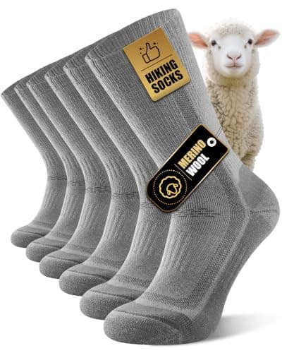 Veximora Merino Wool Hiking Socks for Men Women, Grey 6-8, 3 Pairs