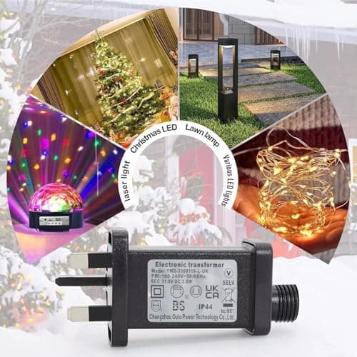GAOHOU 2Pcs 31V 3.6W Power Supply Adapter Transformer Plug for LED Fairy Light Festival Decoration Light Waterproof IP44 Vertical — view 4
