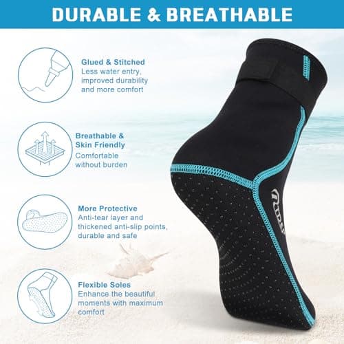 Rtdep Neoprene Socks, 3mm Wetsuit Sock, Swim Socks Women Men, Anti-Slip Thermal Swimming Socks, Water Sock for Diving Snorkeling Cold Water Swim Sea Sailing Kayaking（S） — view 3