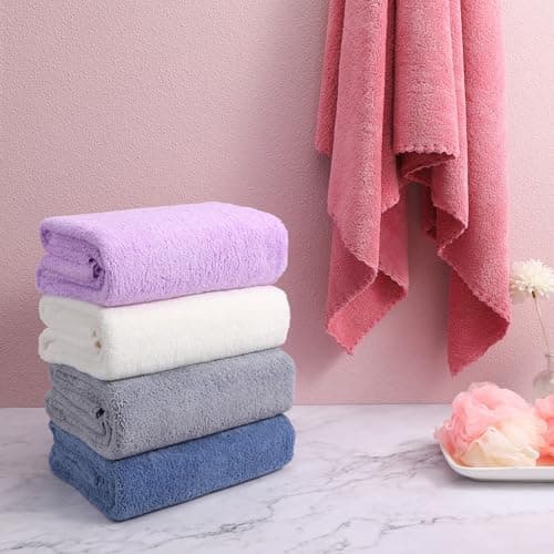 Gatuida 5 Piece Solid Color Lace Bath Towel Set Microfiber Polyester — view 6