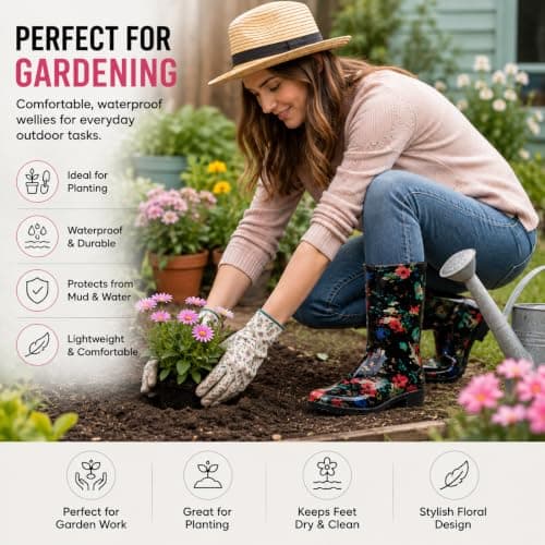 A2Z Ladies Waterproof PVC Rain Boots Stylish Mid Calf Slip On Wellies — view 6
